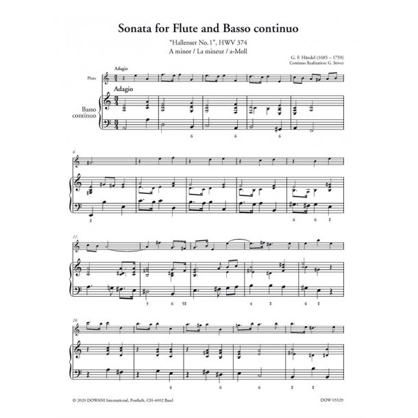 Sonata for Flute and Basso continuo : &ldquo;Hallenser No. 1&rdquo;, HWV 374  A minor